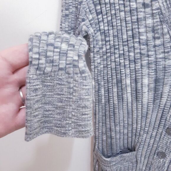 Moda International 100% Cotton Long Gray Cardy - Picture 4 of 10